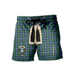 ScotsTee Shop Scottish Malcolm Ancient Clan Crest Men's Highland Kilt Sporran Tartan Shorts