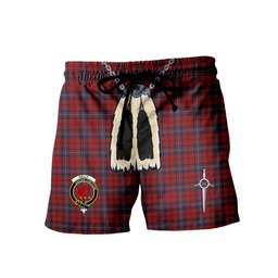 ScotsTee Shop Scottish Kelly of Sleat Red Clan Crest Men's Highland Kilt Sporran Tartan Shorts
