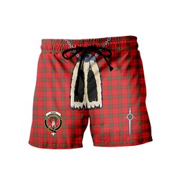 ScotsTee Shop Scottish Ross Modern Clan Crest Men's Highland Kilt Sporran Tartan Shorts