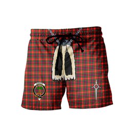 ScotsTee Shop Scottish Christie SC Clan Crest Men's Highland Kilt Sporran Tartan Shorts