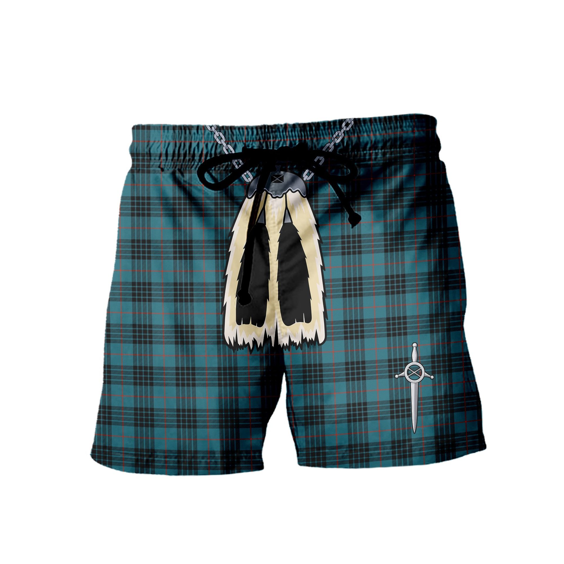 ScotsTee Shop Scottish Morgan Ancient Men's Highland Kilt Sporran Tartan Shorts