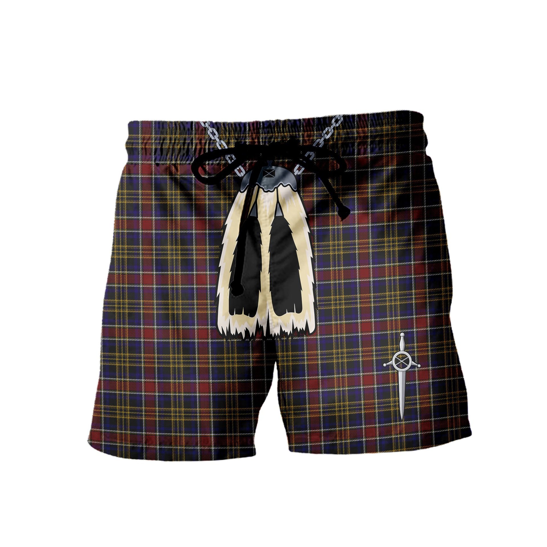 ScotsTee Shop Scottish Ruxton Men's Highland Kilt Sporran Tartan Shorts