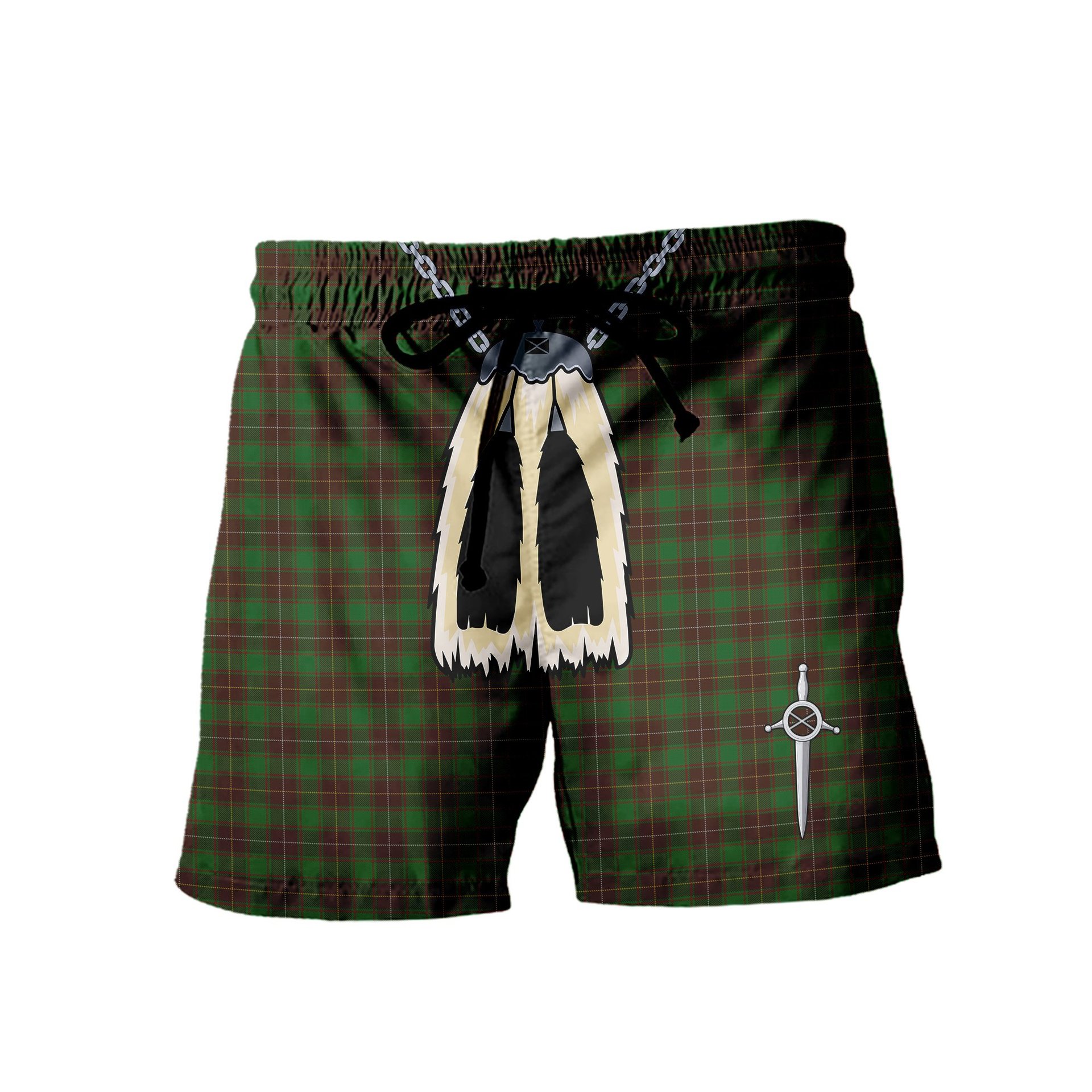 ScotsTee Shop Scottish MacPhee Hunting Men's Highland Kilt Sporran Tartan Shorts
