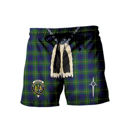 ScotsTee Shop Scottish Johnstone Modern Clan Crest Men's Highland Kilt Sporran Tartan Shorts
