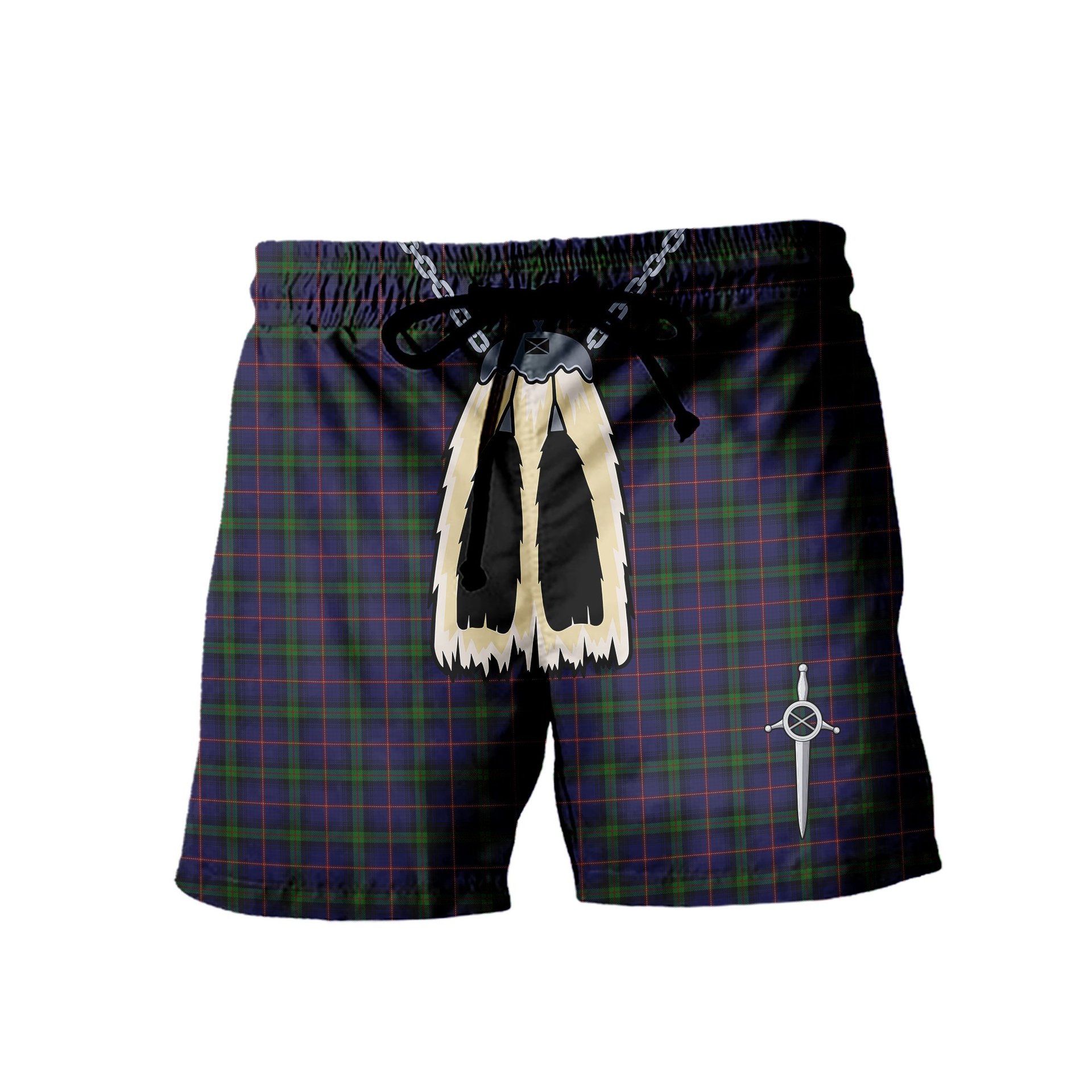 ScotsTee Shop Scottish McClafferty Men's Highland Kilt Sporran Tartan Shorts