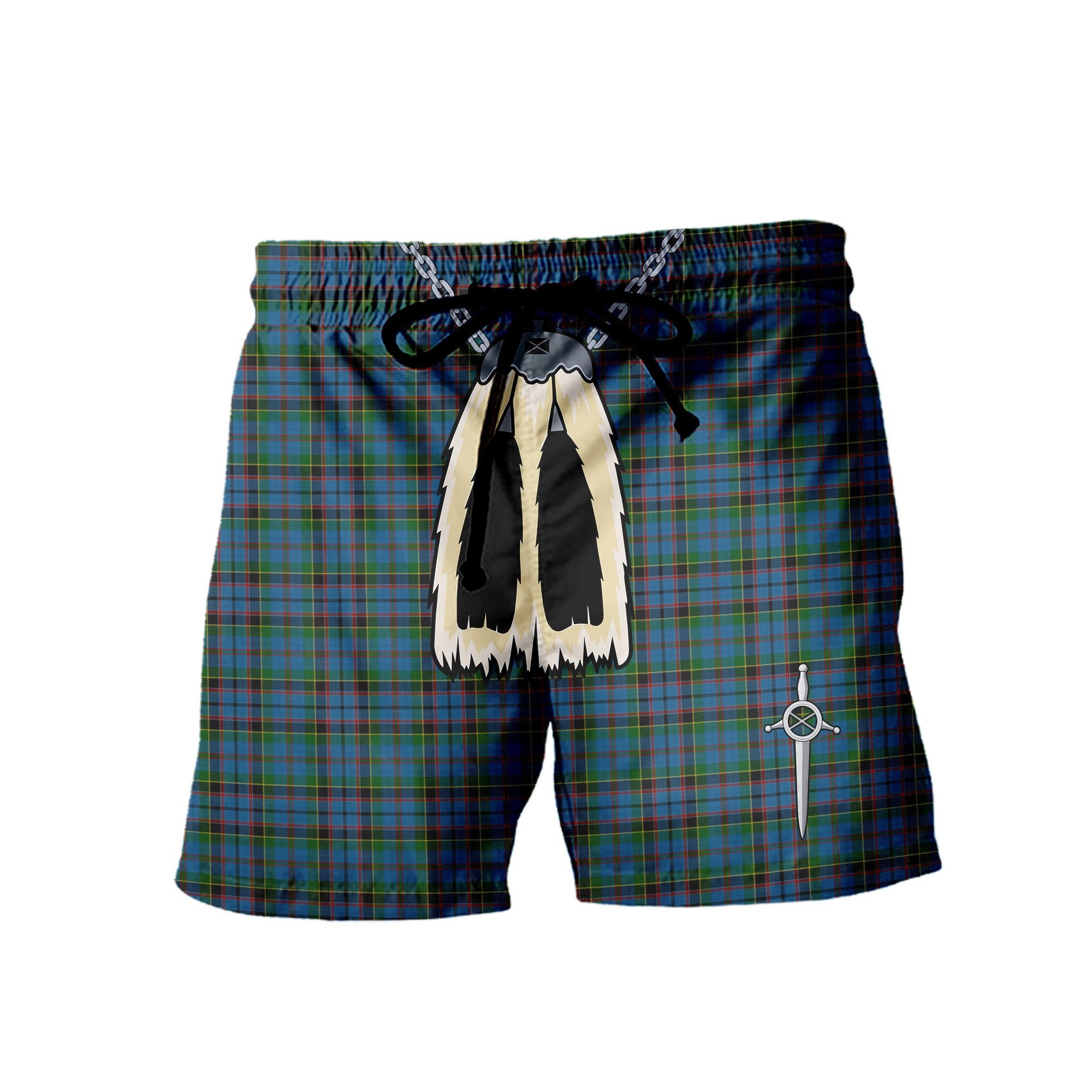 ScotsTee Shop Scottish Stinson Men's Highland Kilt Sporran Tartan Shorts