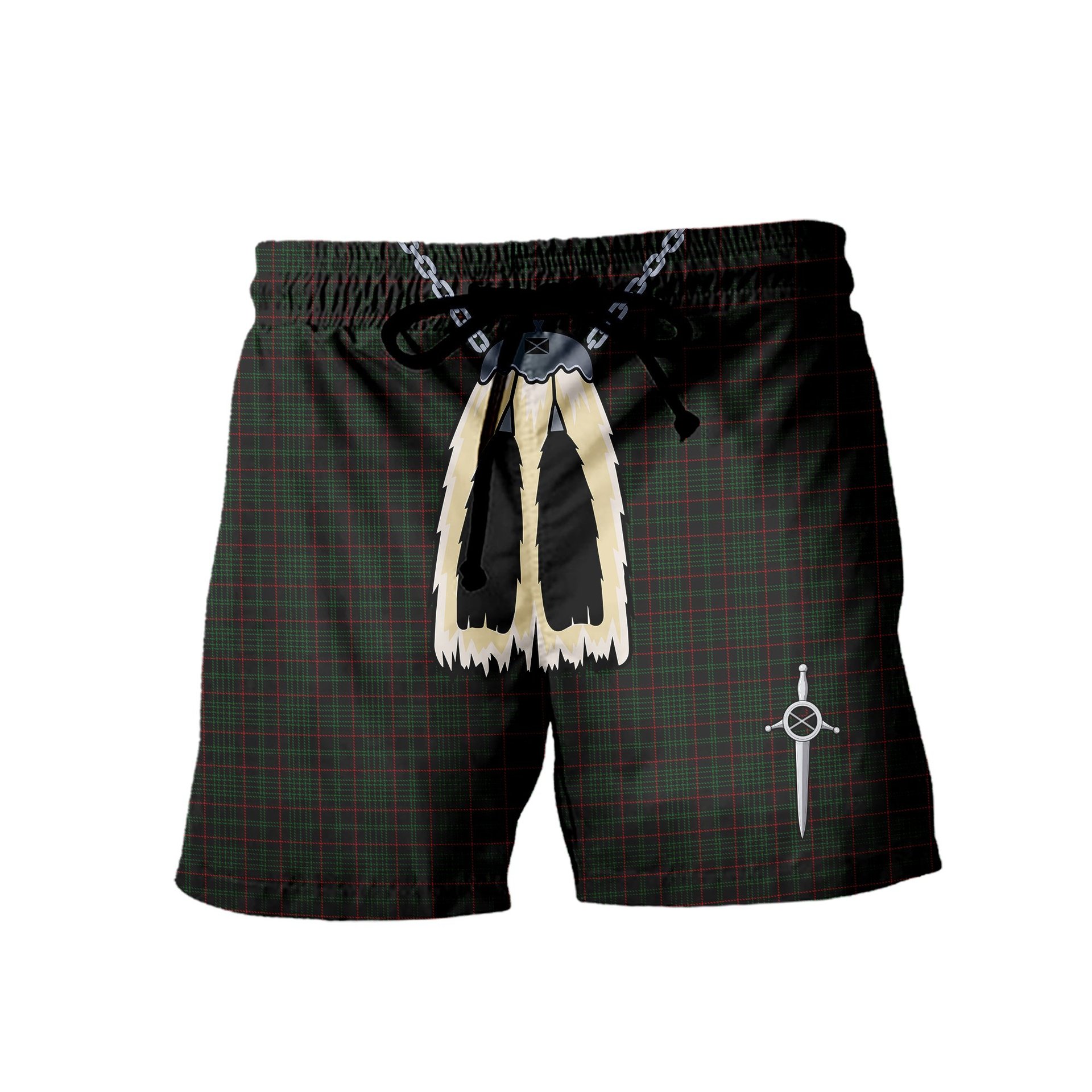 ScotsTee Shop Scottish Renwick Men's Highland Kilt Sporran Tartan Shorts
