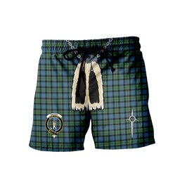 ScotsTee Shop Scottish MacKay Ancient Clan Crest Men's Highland Kilt Sporran Tartan Shorts