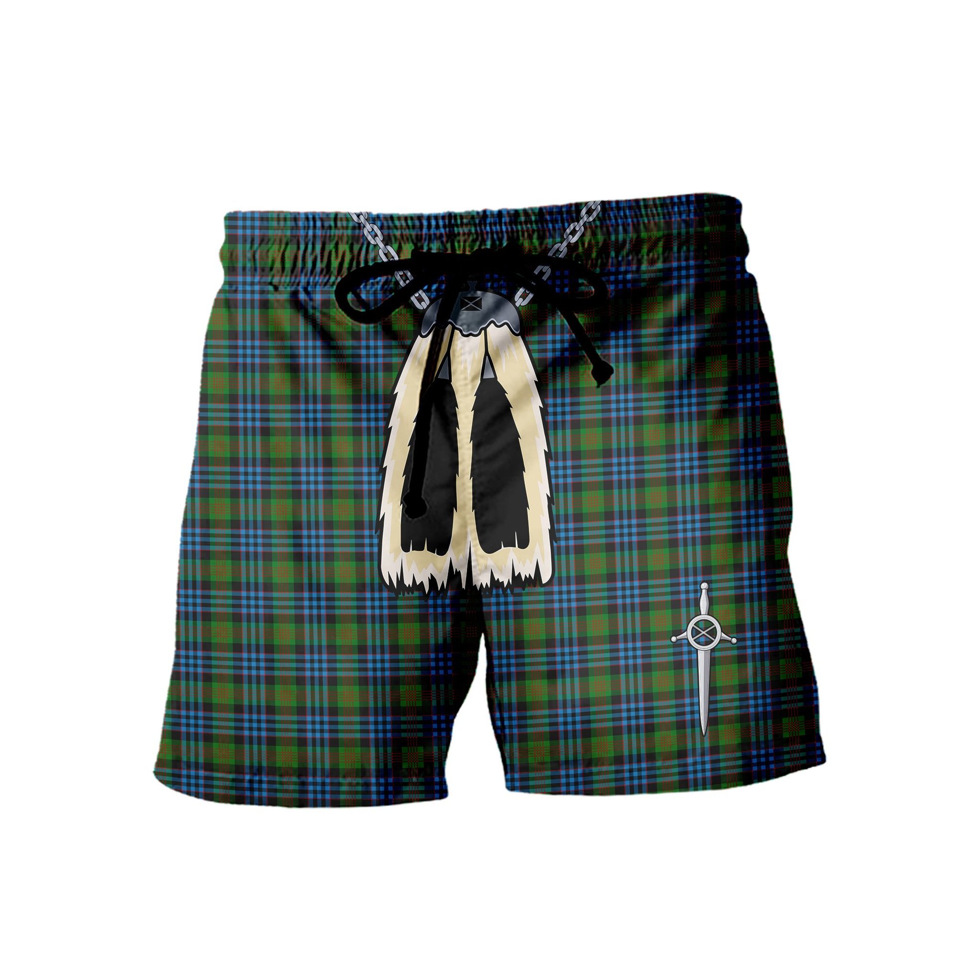 ScotsTee Shop Scottish Newlands Men's Highland Kilt Sporran Tartan Shorts