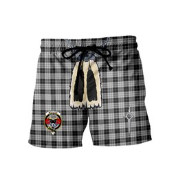ScotsTee Shop Scottish MacLeod Black and White Clan Crest Men's Highland Kilt Sporran Tartan Shorts