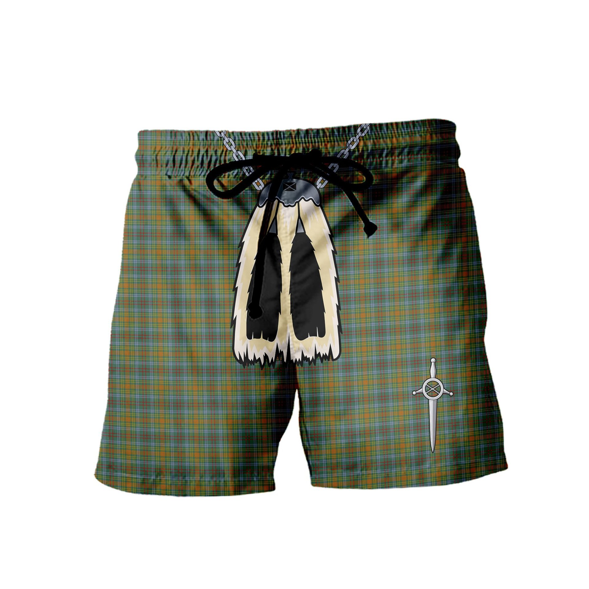 ScotsTee Shop Scottish O'Brien Men's Highland Kilt Sporran Tartan Shorts