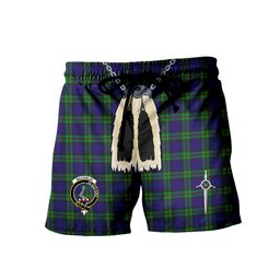ScotsTee Shop Scottish MacKinlay Modern Clan Crest Men's Highland Kilt Sporran Tartan Shorts