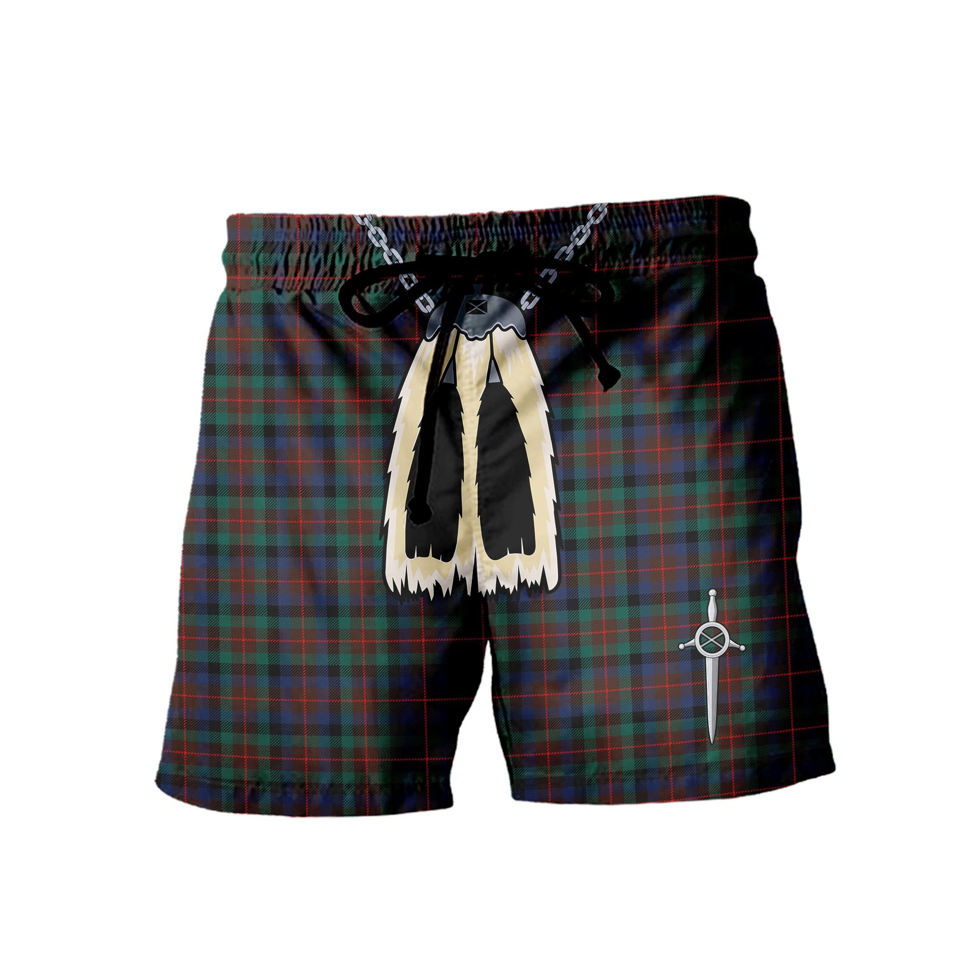 ScotsTee Shop Scottish Tennant Modern Men's Highland Kilt Sporran Tartan Shorts