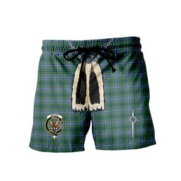 ScotsTee Shop Scottish Wishart Hunting Ancient Clan Crest Men's Highland Kilt Sporran Tartan Shorts