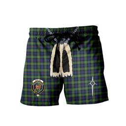 ScotsTee Shop Scottish Baillie Modern Clan Crest Men's Highland Kilt Sporran Tartan Shorts