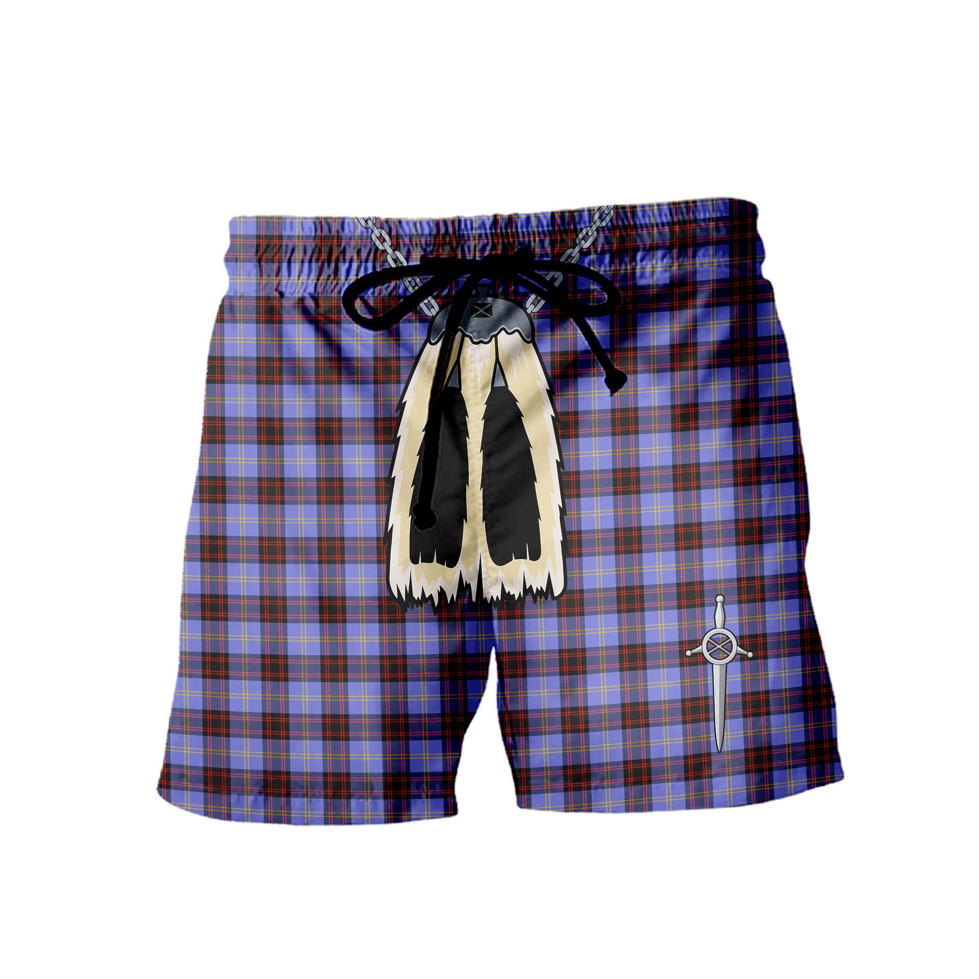 ScotsTee Shop Scottish Rutherford SC Men's Highland Kilt Sporran Tartan Shorts