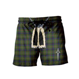 ScotsTee Shop Scottish Reid Green Men's Highland Kilt Sporran Tartan Shorts