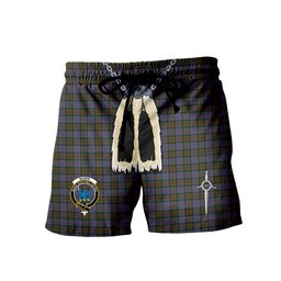 ScotsTee Shop Scottish Bowie Clan Crest Men's Highland Kilt Sporran Tartan Shorts