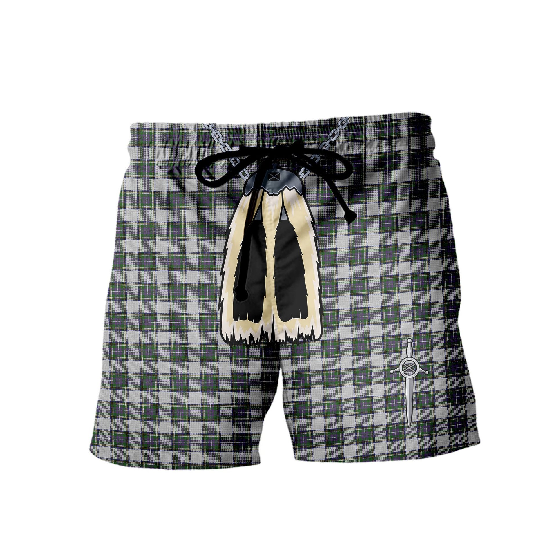 ScotsTee Shop Scottish Pritchard Men's Highland Kilt Sporran Tartan Shorts