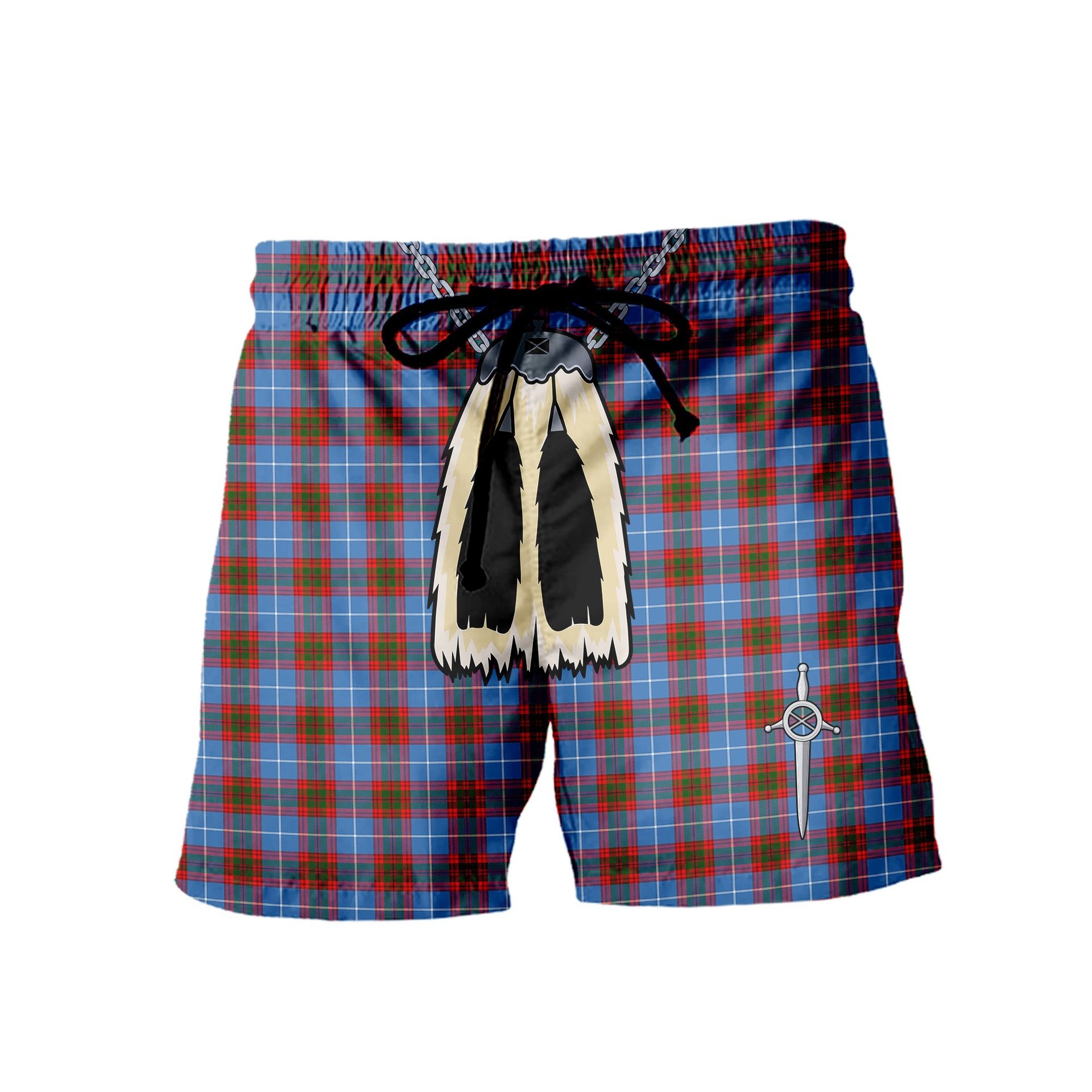 ScotsTee Shop Scottish Newton Men's Highland Kilt Sporran Tartan Shorts