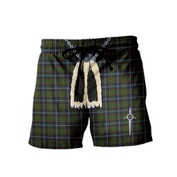 ScotsTee Shop Scottish MacRae Hunting Men's Highland Kilt Sporran Tartan Shorts