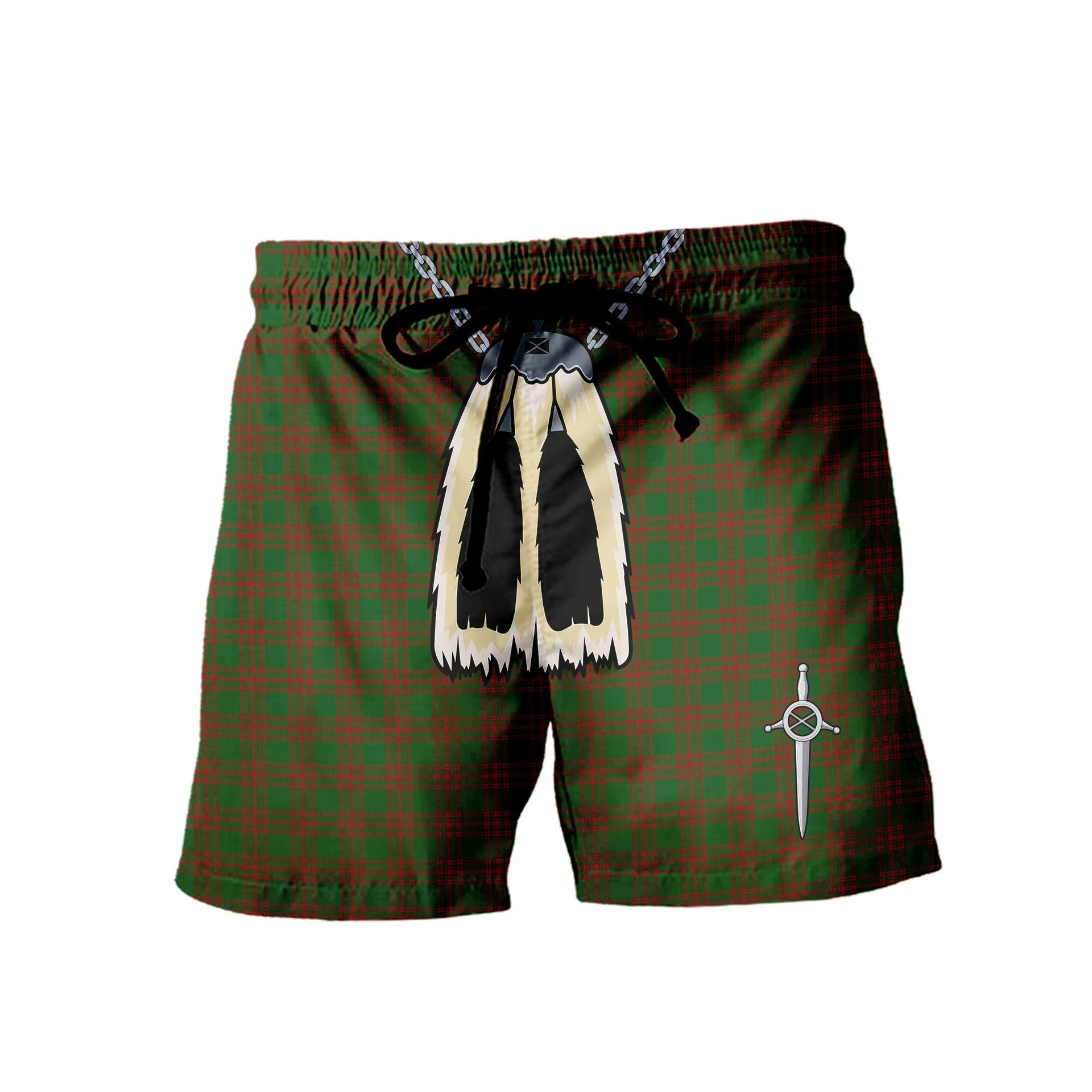 ScotsTee Shop Scottish Menzies Men's Highland Kilt Sporran Tartan Shorts