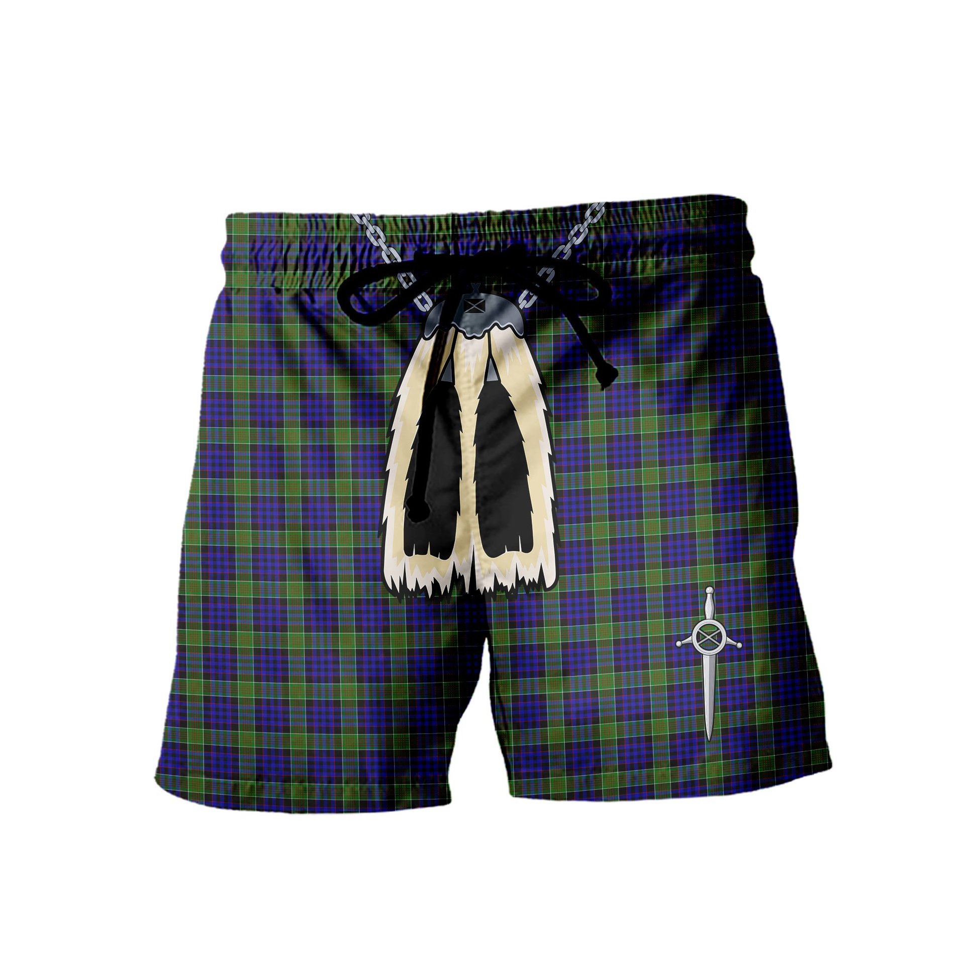 ScotsTee Shop Scottish Newman SC Men's Highland Kilt Sporran Tartan Shorts