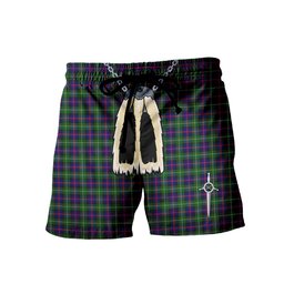 ScotsTee Shop Scottish Malcolm Modern Men's Highland Kilt Sporran Tartan Shorts