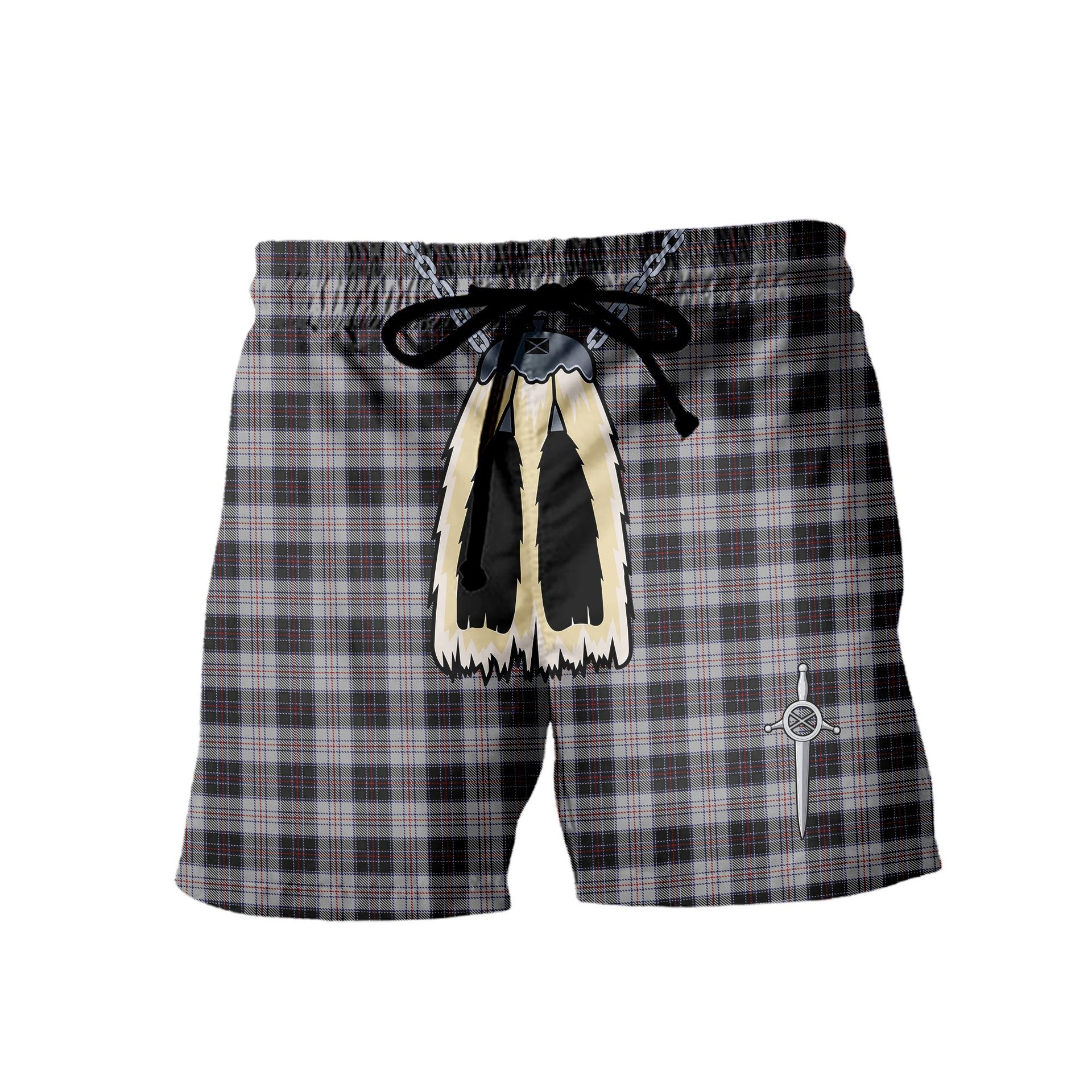 ScotsTee Shop Scottish MacRae Dress 2 Men's Highland Kilt Sporran Tartan Shorts