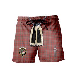 ScotsTee Shop Scottish Burnett Hunting Ancient Clan Crest Men's Highland Kilt Sporran Tartan Shorts