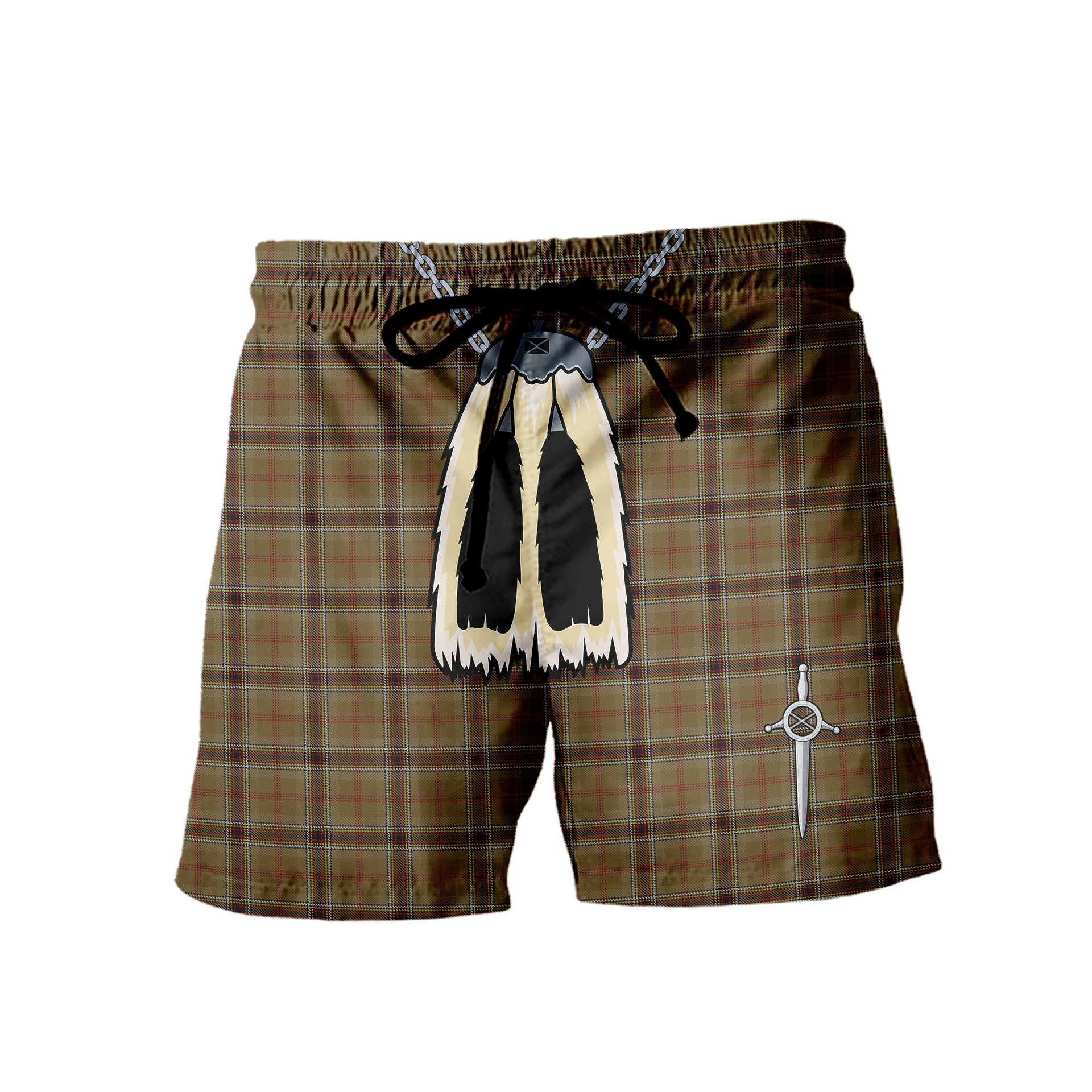 ScotsTee Shop Scottish O'Keefe Men's Highland Kilt Sporran Tartan Shorts