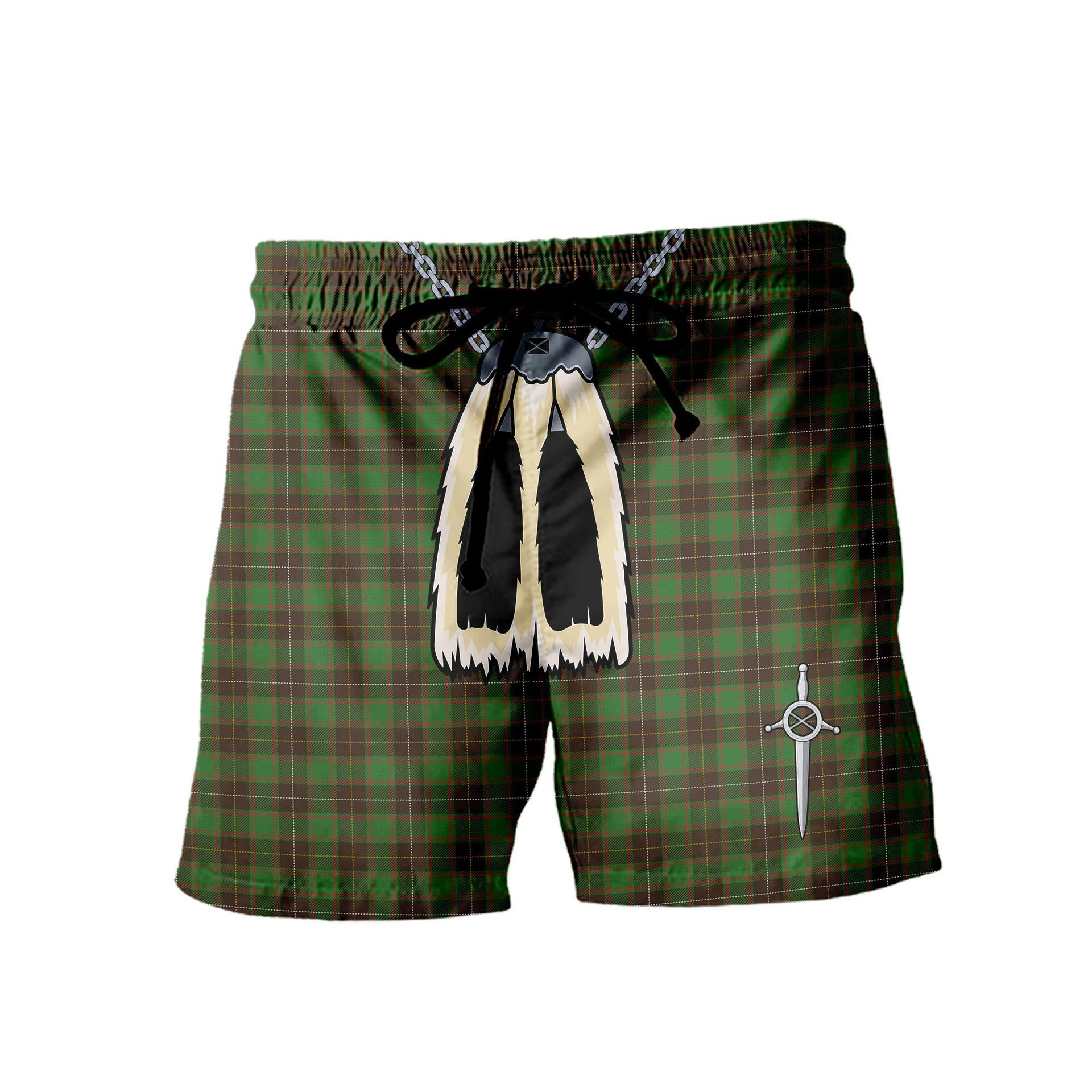ScotsTee Shop Scottish MacPhee Hunting Ancient Men's Highland Kilt Sporran Tartan Shorts