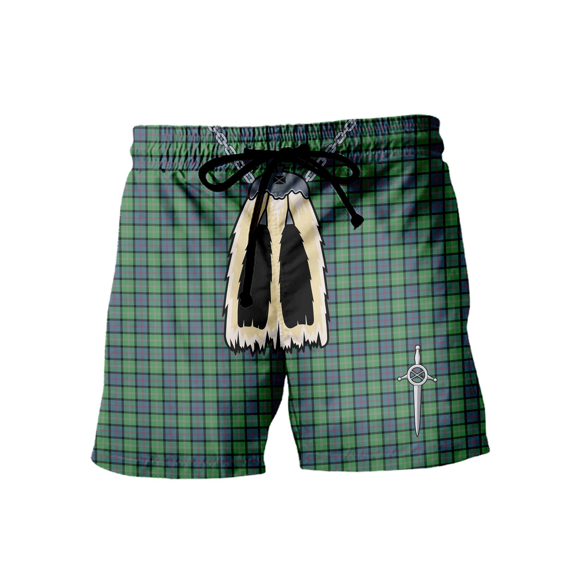 ScotsTee Shop Scottish MacThomas Ancient Men's Highland Kilt Sporran Tartan Shorts