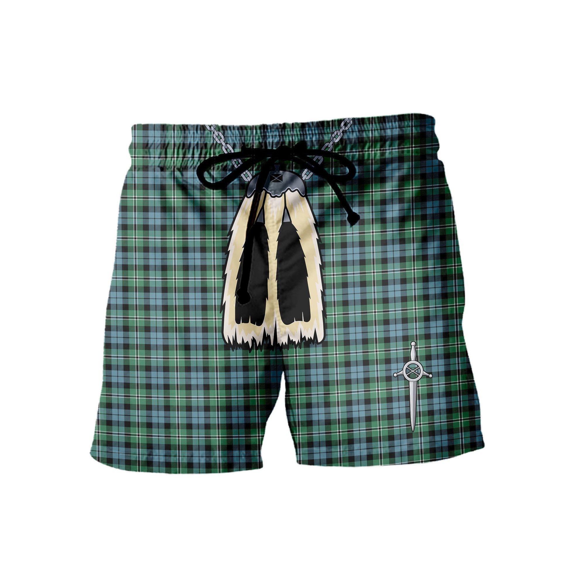 ScotsTee Shop Scottish Melville SC Men's Highland Kilt Sporran Tartan Shorts