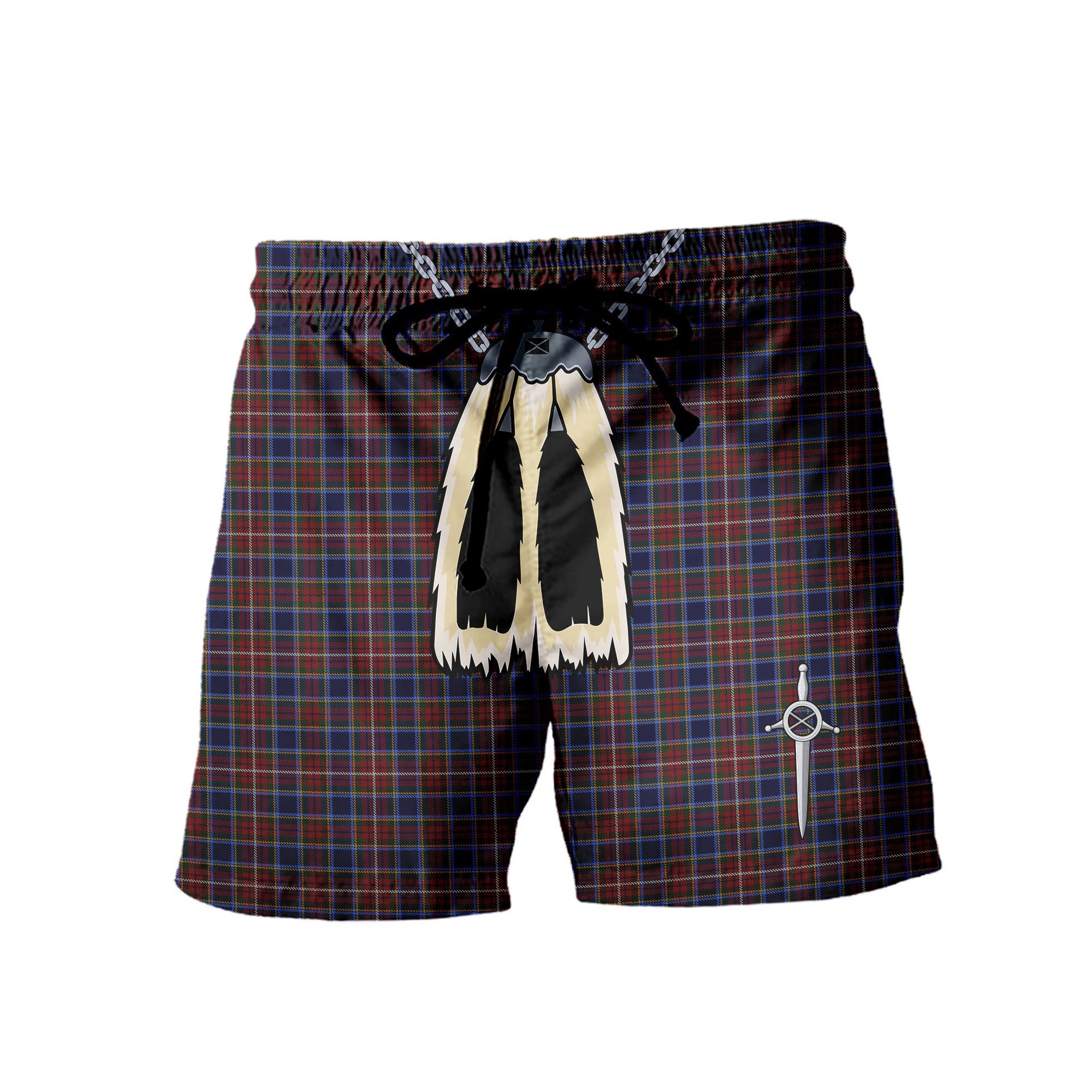 ScotsTee Shop Scottish Moon Georgia USA Men's Highland Kilt Sporran Tartan Shorts