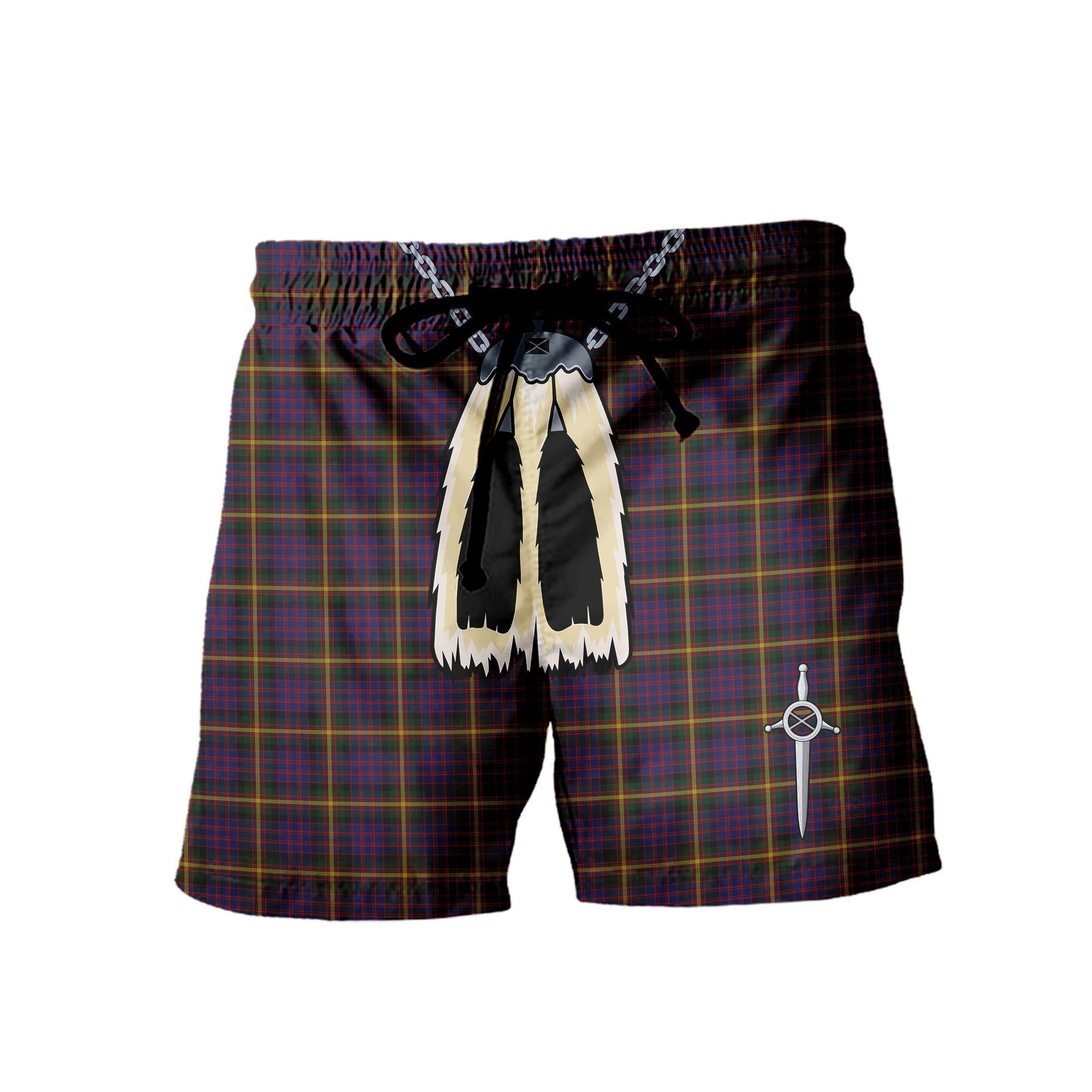 ScotsTee Shop Scottish MacSporran Men's Highland Kilt Sporran Tartan Shorts