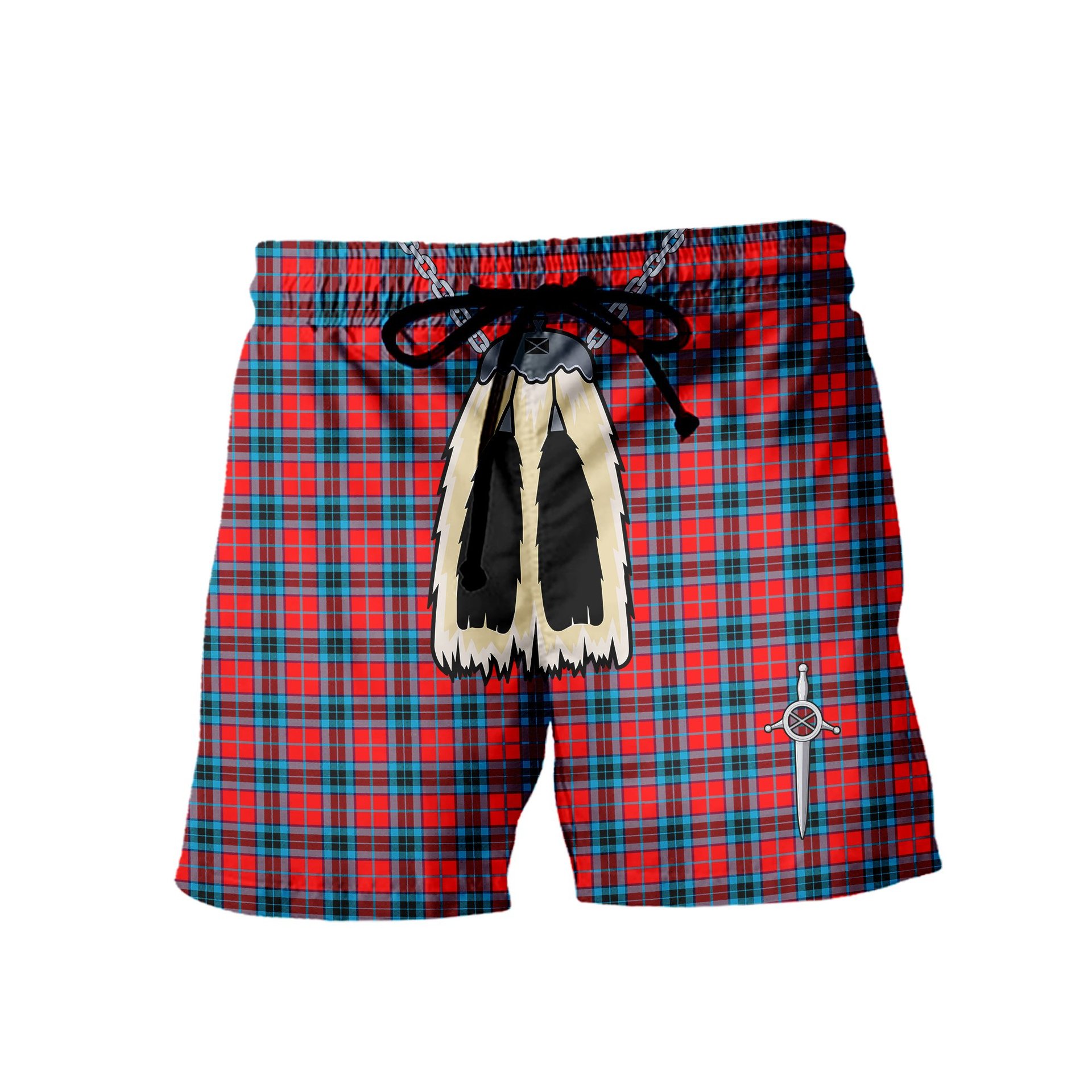 ScotsTee Shop Scottish MacTavish Modern Men's Highland Kilt Sporran Tartan Shorts