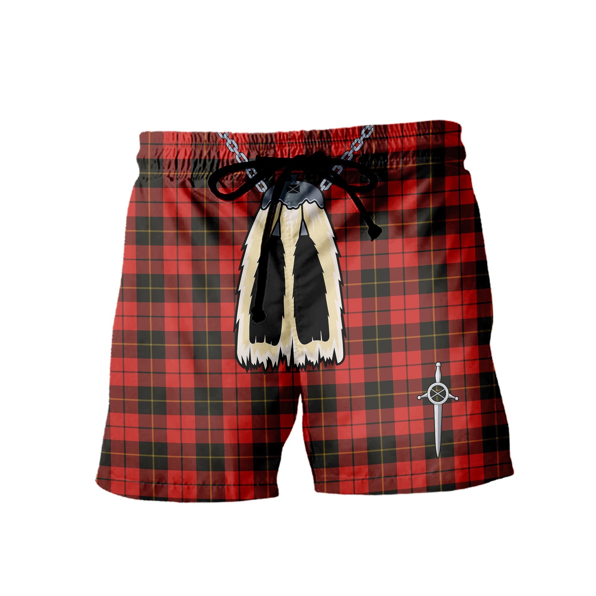 ScotsTee Shop Scottish Wallace Weathered Men's Highland Kilt Sporran Tartan Shorts
