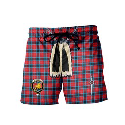 ScotsTee Shop Scottish MacTavish Modern Clan Crest Men's Highland Kilt Sporran Tartan Shorts