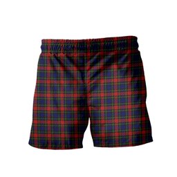 ScotsTee Shop Scottish Clarke Red Clan Crest Men's Highland Kilt Sporran Tartan Shorts
