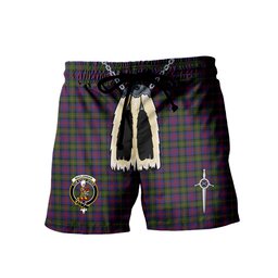 ScotsTee Shop Scottish MacLennan Clan Crest Men's Highland Kilt Sporran Tartan Shorts