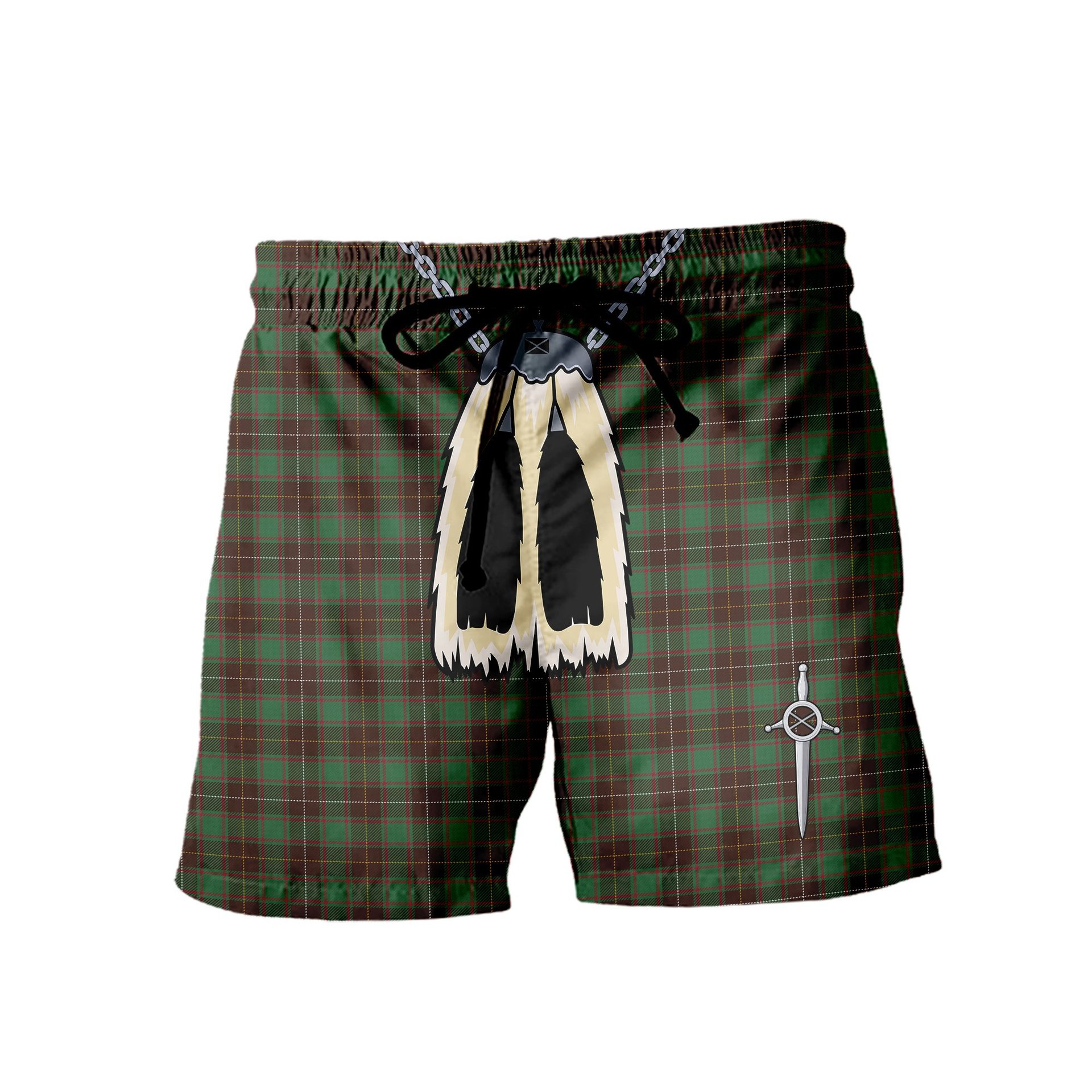 ScotsTee Shop Scottish MacPhee Hunting Modern Men's Highland Kilt Sporran Tartan Shorts
