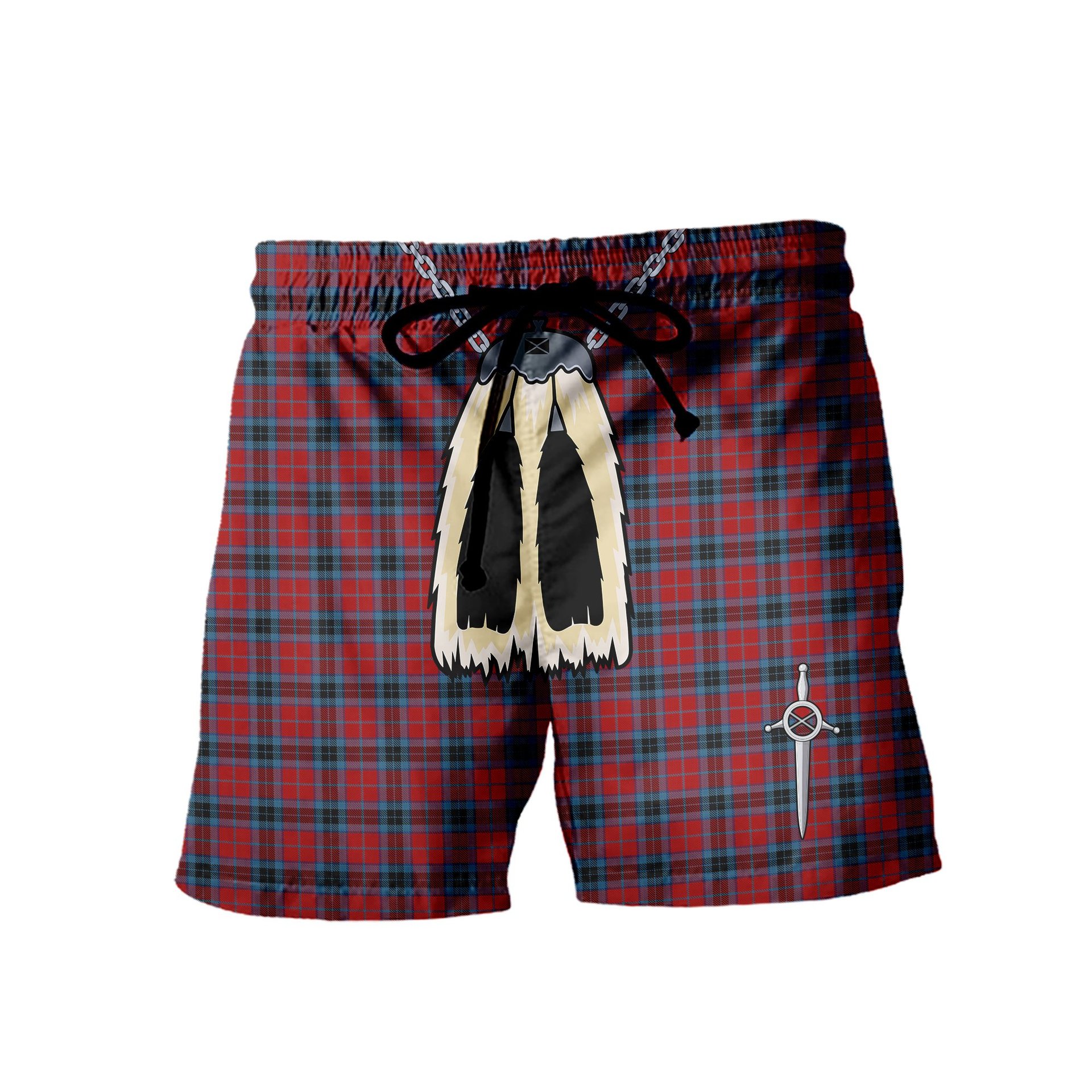 ScotsTee Shop Scottish MacTavish Men's Highland Kilt Sporran Tartan Shorts