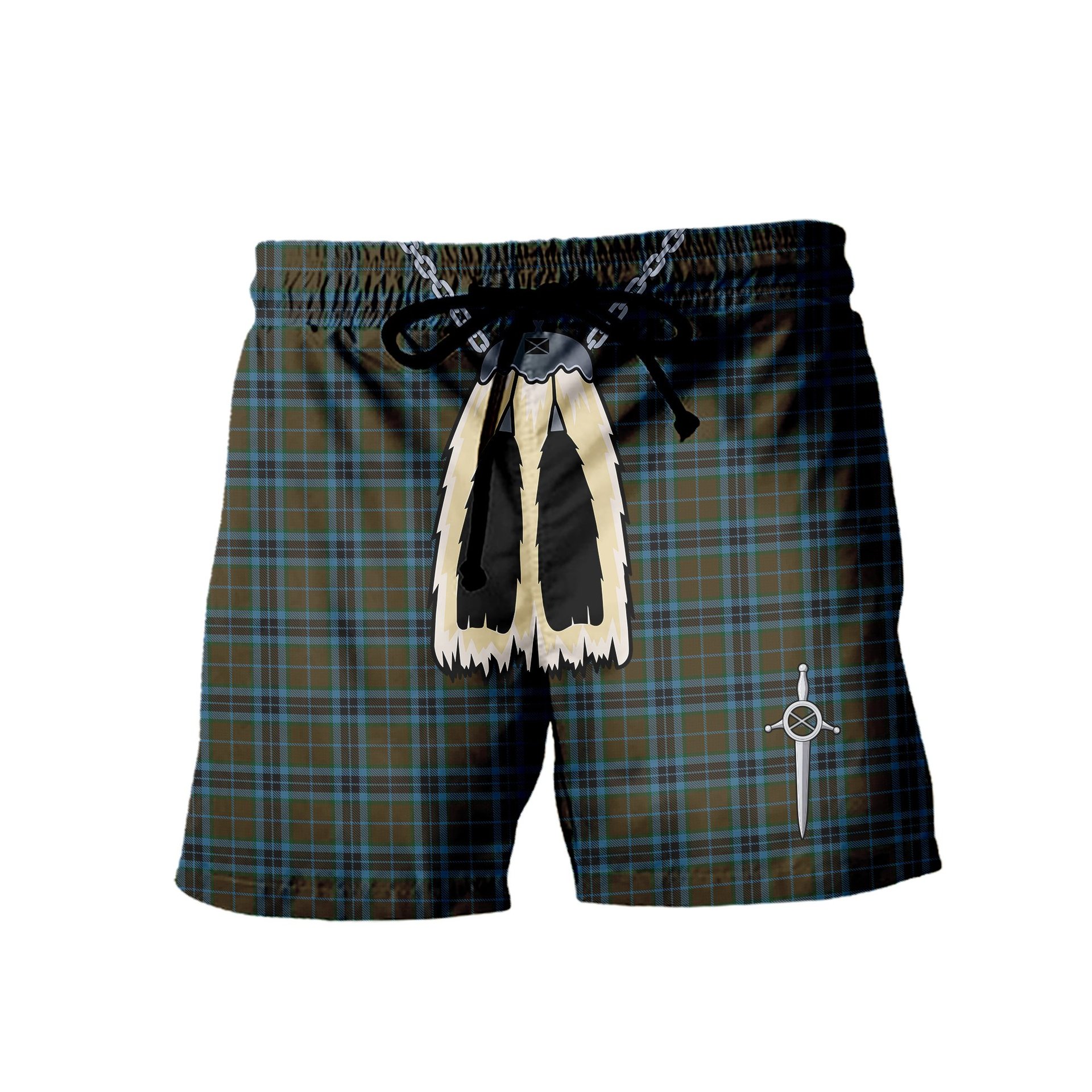 ScotsTee Shop Scottish Thomson Hunting Men's Highland Kilt Sporran Tartan Shorts
