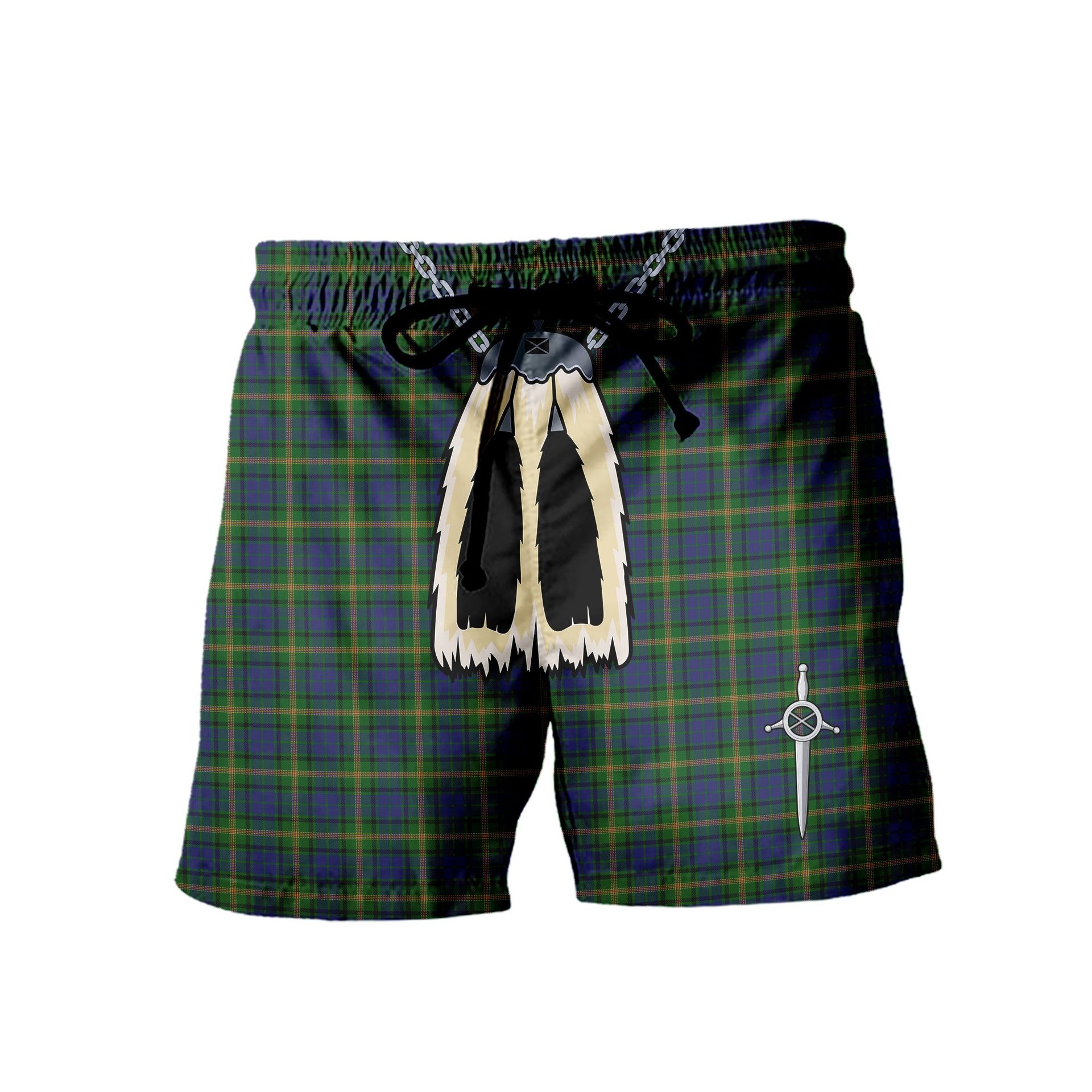 ScotsTee Shop Scottish Maitland Men's Highland Kilt Sporran Tartan Shorts