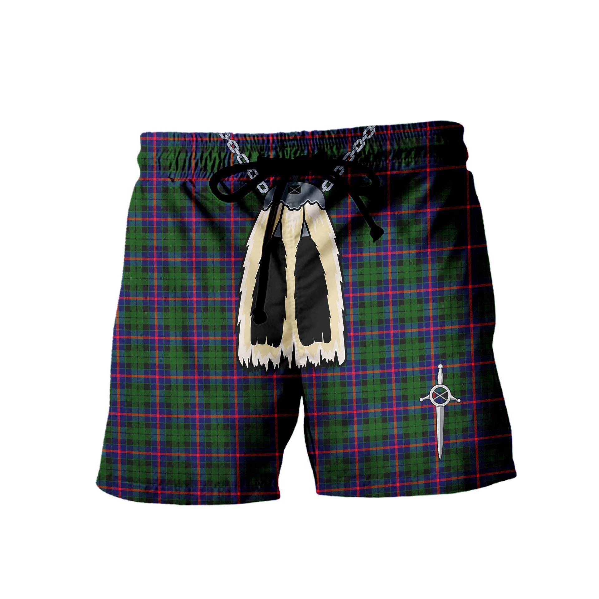 ScotsTee Shop Scottish Morrison Modern Men's Highland Kilt Sporran Tartan Shorts