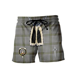 ScotsTee Shop Scottish Burns Check Modern Clan Crest Men's Highland Kilt Sporran Tartan Shorts