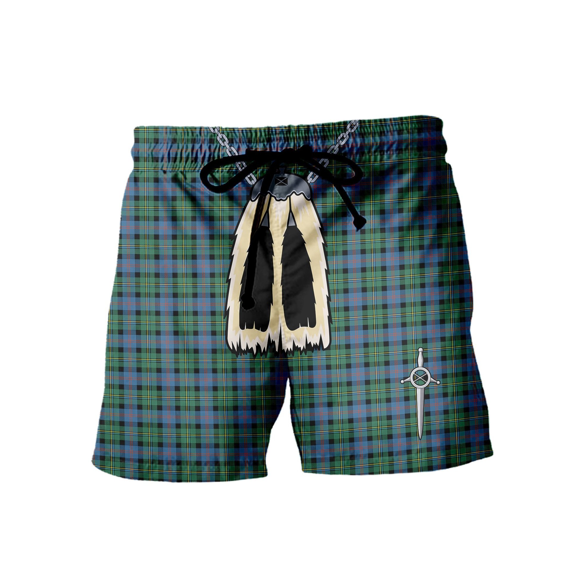 ScotsTee Shop Scottish Malcolm Ancient Men's Highland Kilt Sporran Tartan Shorts