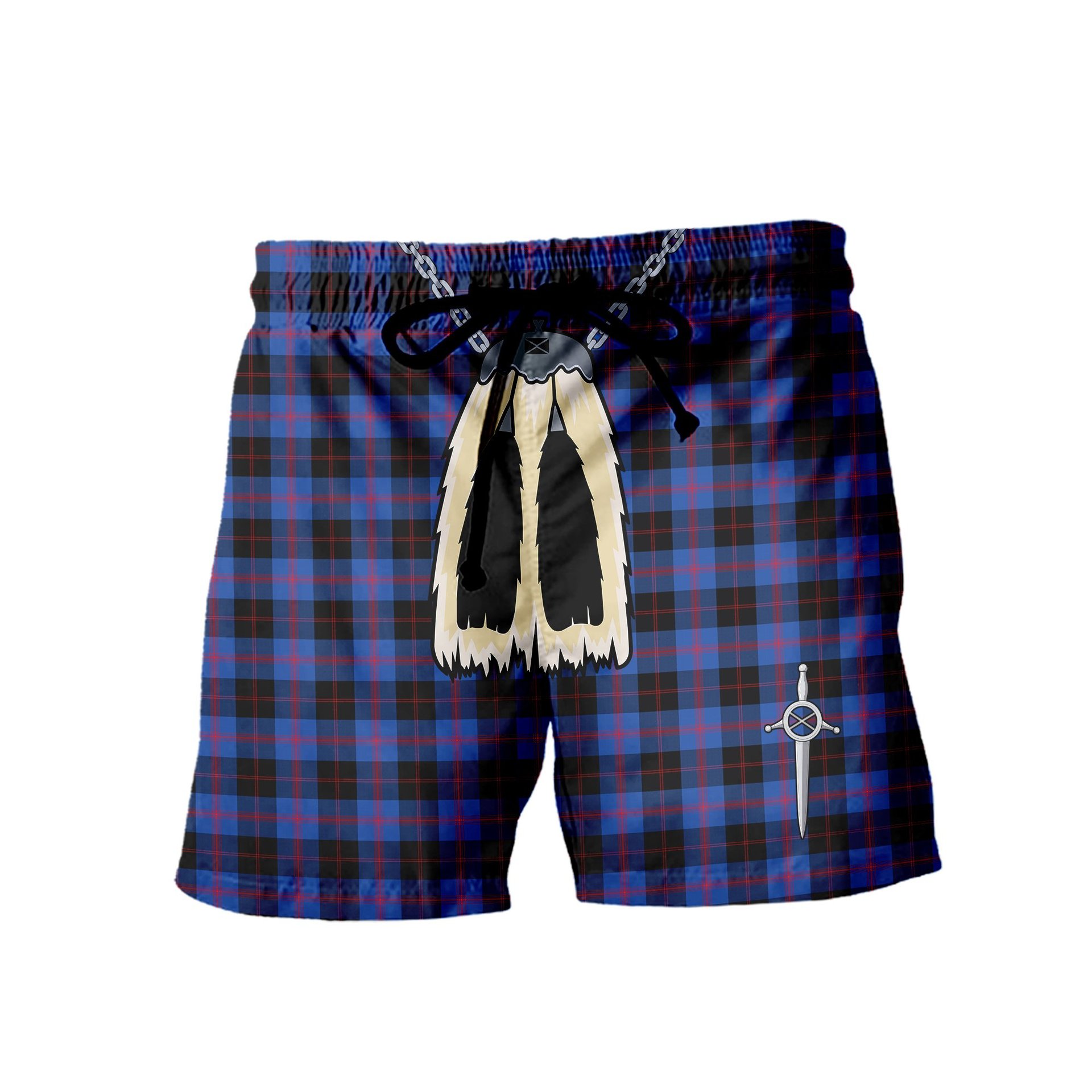 ScotsTee Shop Scottish Maule Modem Men's Highland Kilt Sporran Tartan Shorts