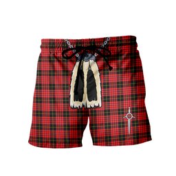 ScotsTee Shop Scottish MacSwan Modern Men's Highland Kilt Sporran Tartan Shorts